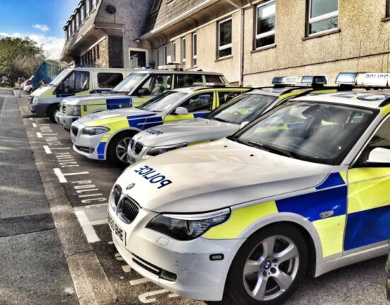 Parked police cars.