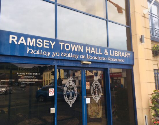 Entrance to Ramsey Commissioners Town Hall.
