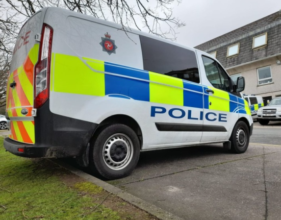 Police van parked at Police Headquarters.